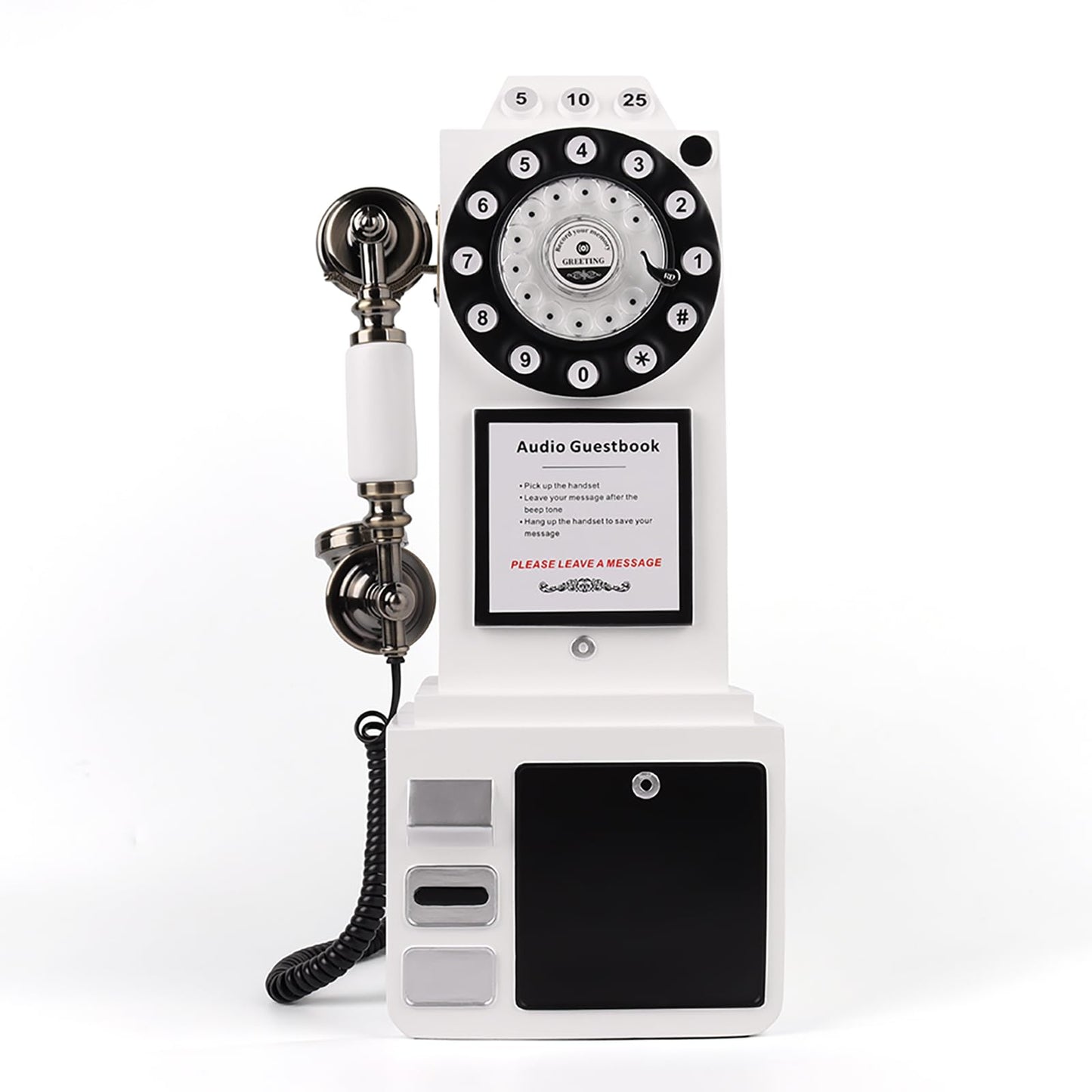 Audio Guest Book Wedding Phone, Retro Classic Audio Guestbook Record Customized Audio Messages with Guest Book Telephone for Parties Weddings Birthdays Rentals Confessions