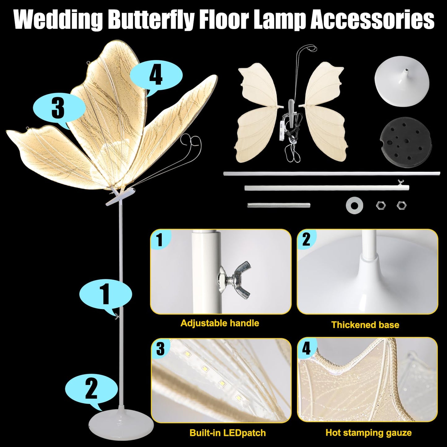 Wedding Butterfly Floor lamp Decorations lamps Creative Ceiling Lamp Butterfly Hanging Decoration Props LED Romantic Lights for Party Rental Business