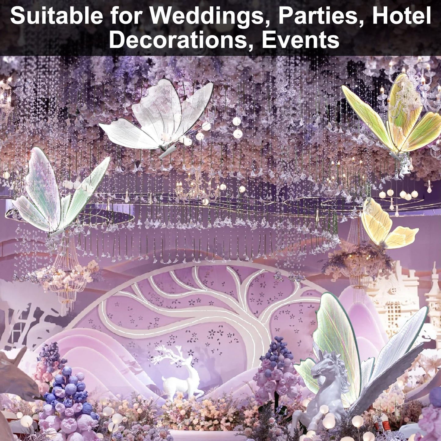 Wedding Butterfly Floor lamp Decorations lamps Creative Ceiling Lamp Butterfly Hanging Decoration Props LED Romantic Lights for Party Rental Business