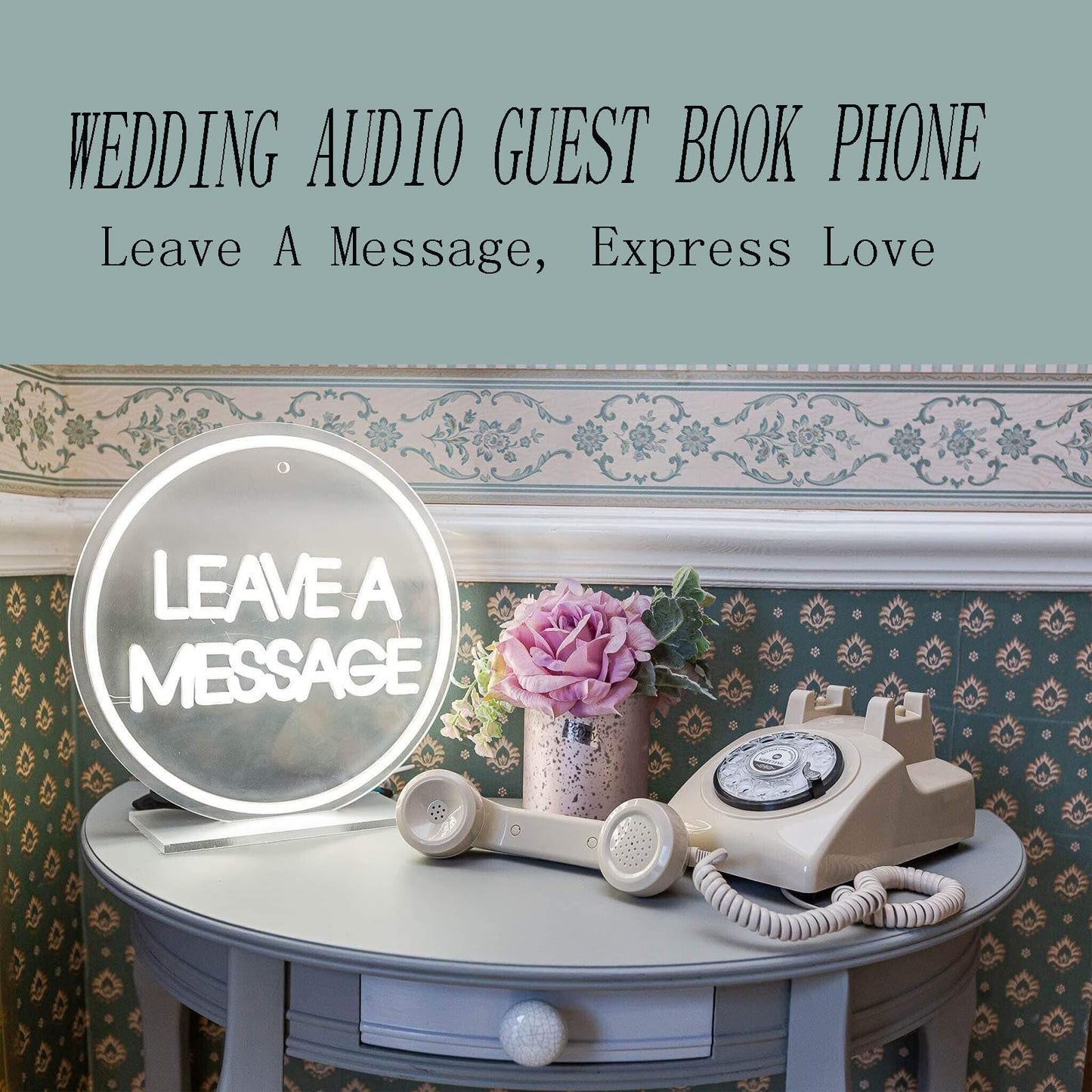 Audio Guest Book Wedding Phone Record Customized Audio Messages Left with Audio Guestbook Confessions Phone Record for Parties Weddings Event Birthdays Rentals (White)
