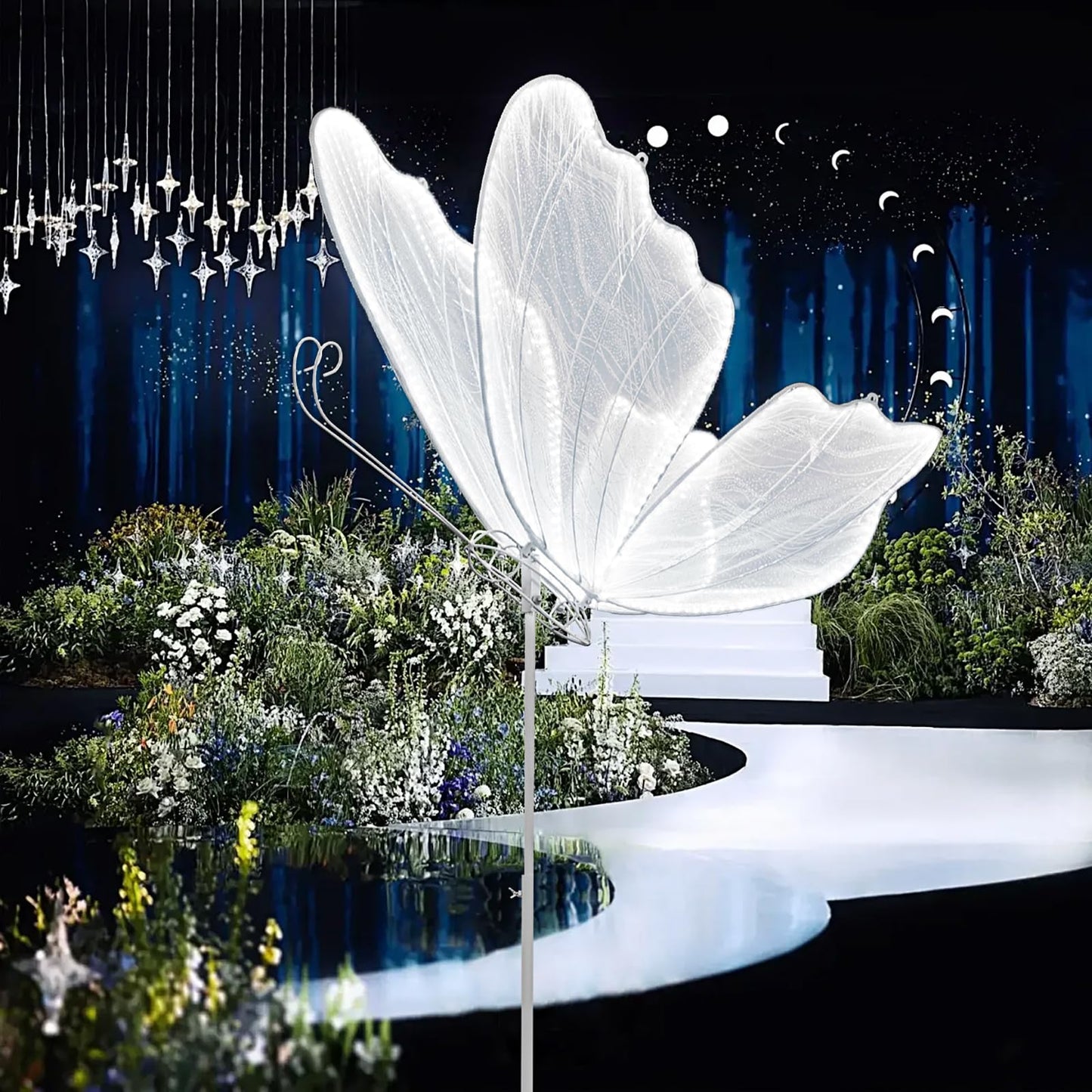 Wedding Butterfly Floor Lamp Decoration, LED Romantic Elegant Decoration Props for Wedding Party Birthday Decor Rental Business