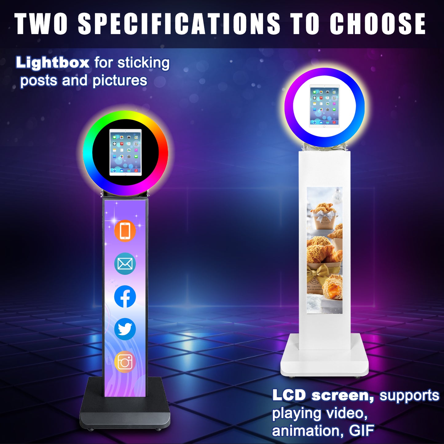 ROOMEDAL Portable iPad Photo Booth, Metal Shell Selfie photobooth Machine for 10.2'' iPad with RGB Ring Light,Free Custom Logo,Remote Control,Flight Case,for Parties,Wedding,Exhibition,Rental Business