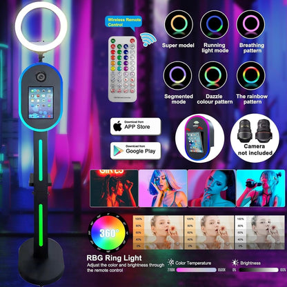 Pro Party Photo Booth with APP/RGB Music Lights - iPad & Camera Dual-Use