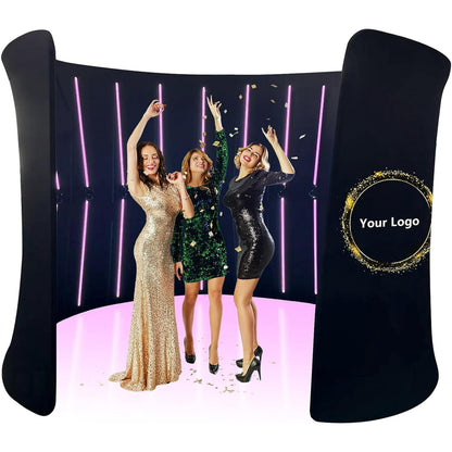 ROOMEDAL 360 Photo Booth Backdrop Background Tents with Customized Logo, , Photobooth Backdrop, 360 Photo Booth Enclosure LED for Halloween Christmas Parties Wedding EventC: 32LED-10'W x 8'H