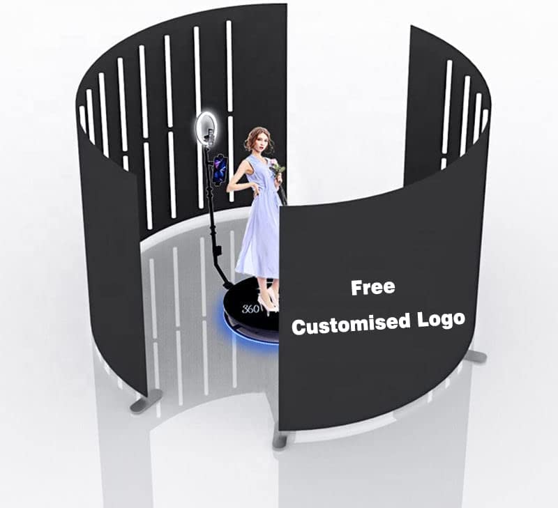 360 Photo Booth Enclosure with RGB LED Light Strip Suitable for Photobooth Machines Take Photos with Customized Logo 360 Photobooth Backdrop for Show /Party/Wedding
