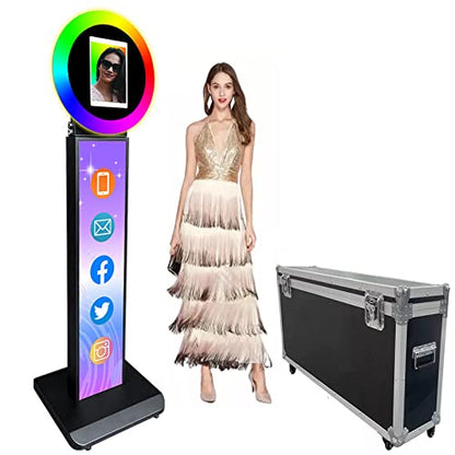 Portable Photo Booth Selfie Machine Portable Metal Shell Adjustable Stand Photobooth for Events Wedding Christmas