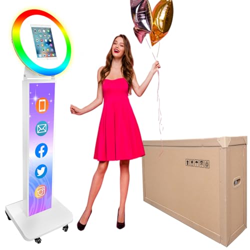 Portable Photo Booth Selfie Machine Portable Metal Shell Adjustable Stand Photobooth for Events Wedding Christmas