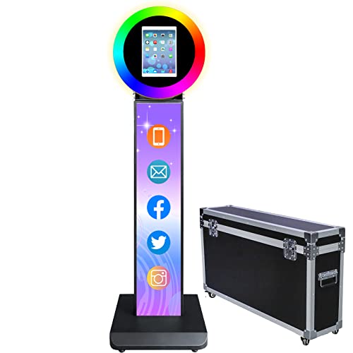 Portable Photo Booth for iPad 10.2in 10.9in 11in 12.9in, Metal Shell Selfie Station photobooth Machine,RGB Ring Light,Free Custom Logo,Remote Control,for Parties,Wedding,Exhibition