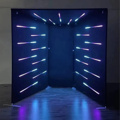 Photo Booth Enclosure, Customizable 360 Photobooth LED Enclosure Backdrop Tent with Led Lights for 360 Photo Booth Machine Party Wedding Events