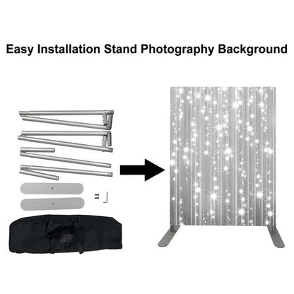 Photo Booth Backdrop Stand with Tension Fabric & Aluminum Tube Stand and Portable Carry Bag, Background Stand Frame for Wedding Brithday Party