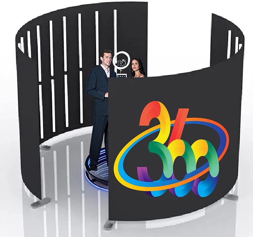 360 Photo Booth Enclosure with RGB LED Light Strip Suitable for Photobooth Machines Take Photos with Customized Logo 360 Photobooth Backdrop for Show /Party/Wedding