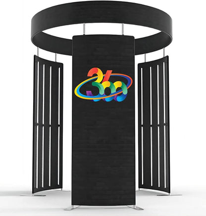 360 Photo Booth Enclosure with RGB LED Light Strip Suitable for Photobooth Machines Take Photos with Customized Logo 360 Photobooth Backdrop for Show /Party/Wedding