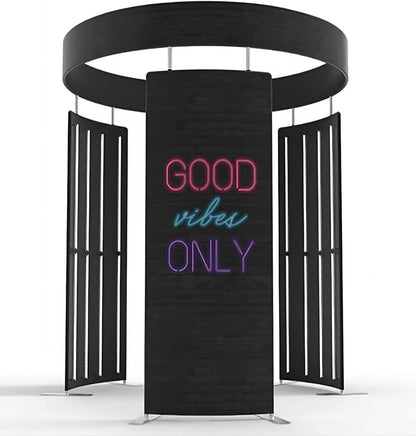Photo Booth Enclosure, Customizable 360 Photobooth LED Enclosure Backdrop Tent with Led Lights for Party Wedding Events Rent