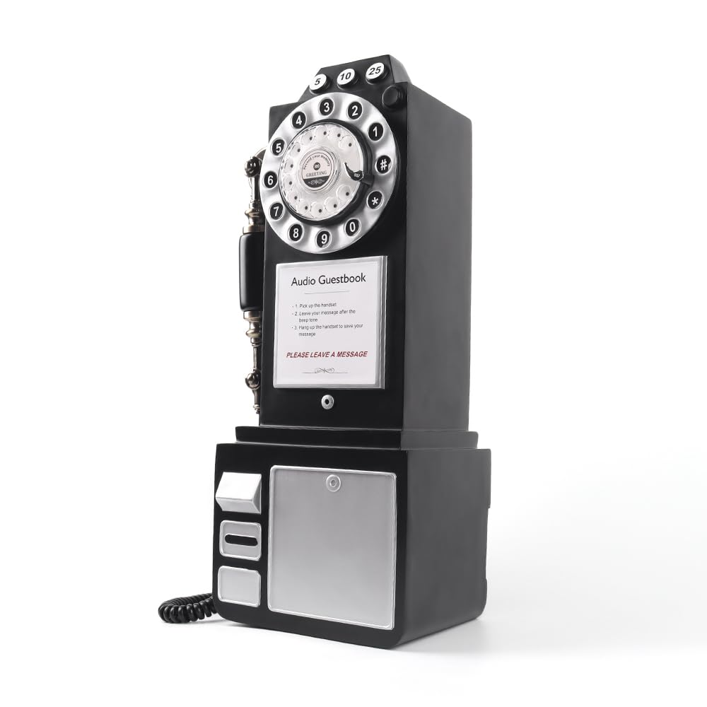 Audio Guest Book Wedding Phone, Retro Classic Audio Guestbook Record Customized Audio Messages with Guest Book Telephone for Parties Weddings Birthdays Rentals Confessions