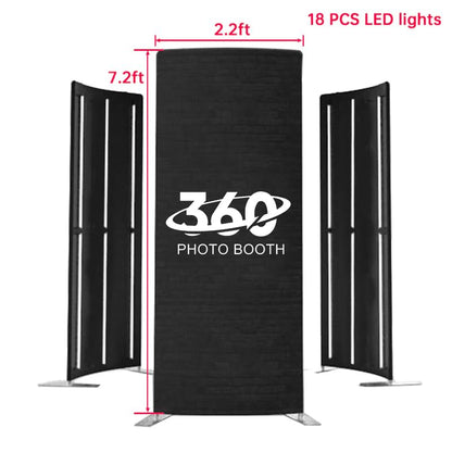 Photo Booth Enclosure, Customizable 360 Photobooth LED Enclosure Backdrop Tent with Led Lights for 360 Photo Booth Machine Party Wedding Events