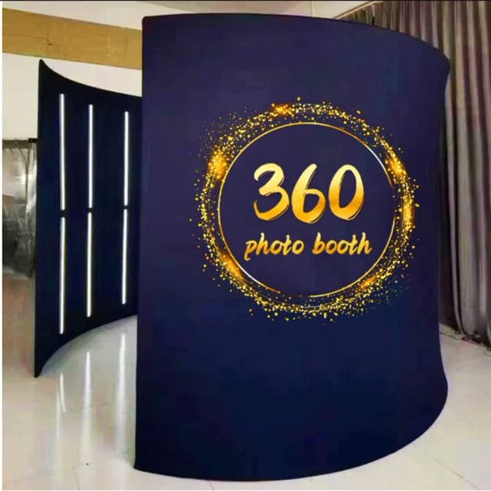 ROOMEDAL Customizable LED 360 Photo Booth Backdrop Enclosure, 360 Photo Booth Background Wall, Photobooth Backdrop,360 Photo Booth Enclosure LED for Halloween Christmas Parties Wedding Event(B:28LED-8'W x 8'）