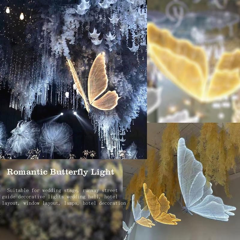 Wedding Butterfly Decoration Floor Lamp, 2PCS Butterfly Lamp Ceiling Decoration Props for Wedding Party Birthday Rental Business