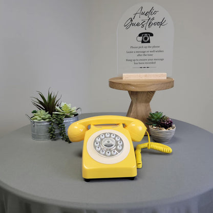 Audio Guest Book Wedding Phone, Record Customized Audio Message with Guest Book Retro Phone Audio GuestBook for Wedding Birthday Party Confession Audio Message Voicemail (Yellow)