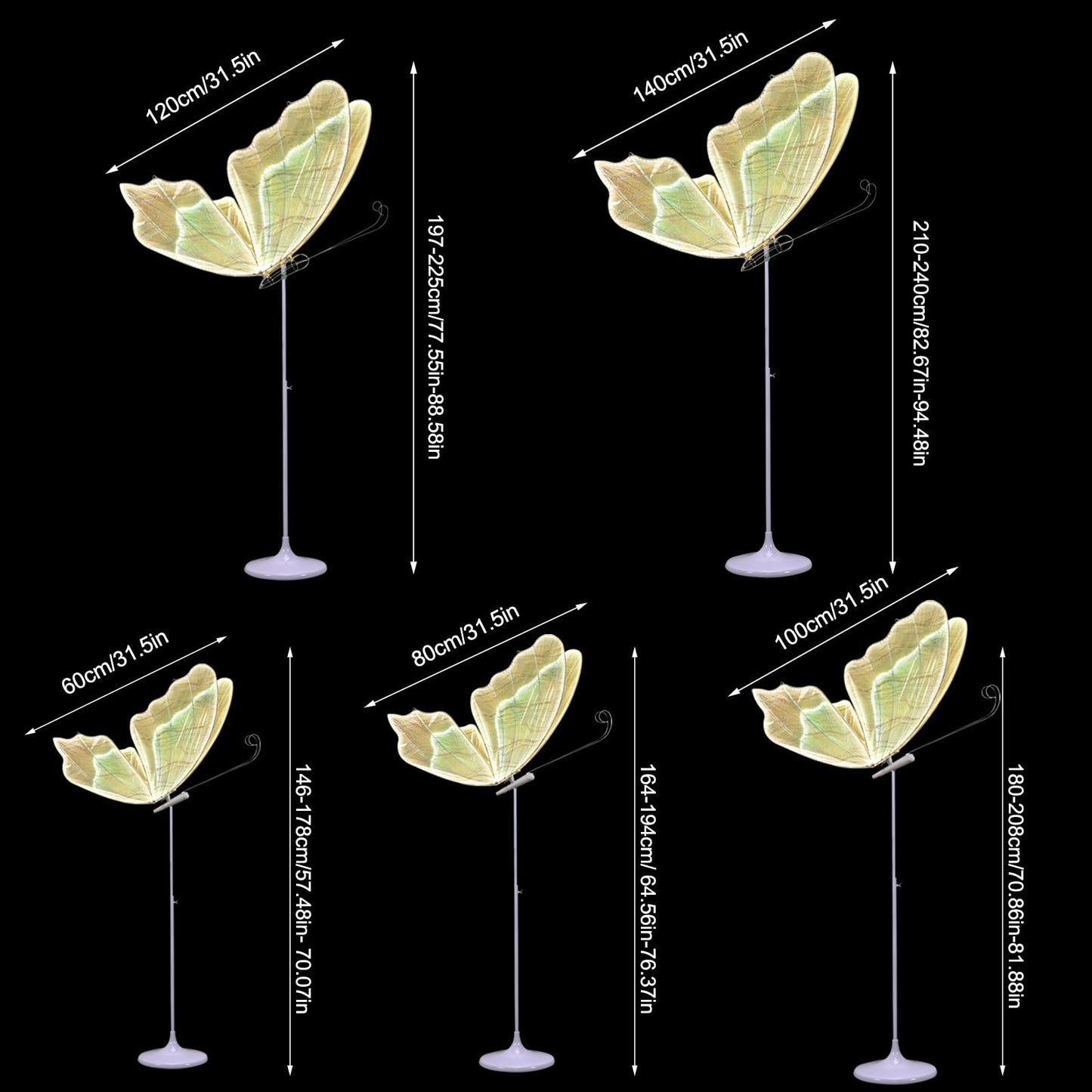 Wedding Butterfly Floor Lamp, 2025 LED Romantic Elegant Decoration Butterfly Floor lamp Decoration Props for Wedding Party Birthday Rental Business