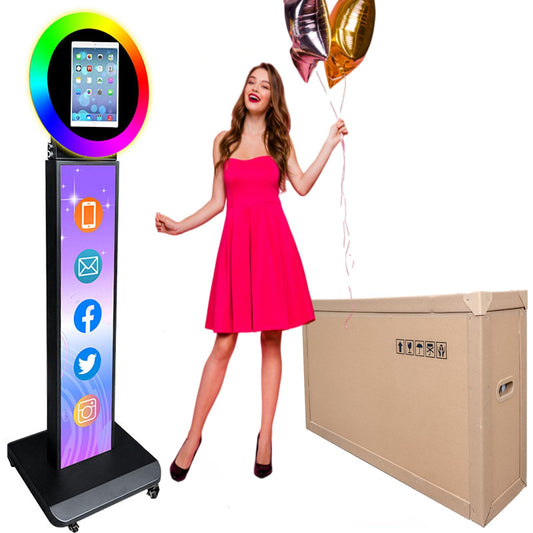 Portable Photo Booth Selfie Machine Portable Metal Shell Adjustable Stand Photobooth for Events Wedding Christmas