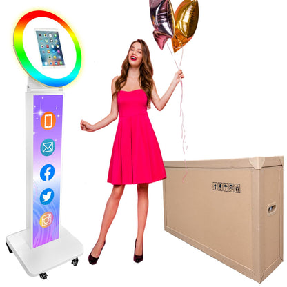 Portable Photo Booth Selfie Machine Portable Metal Shell Adjustable Stand Photobooth for Events Wedding Christmas