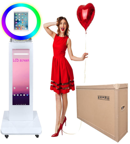 Portable Photo Booth Selfie Machine Portable Metal Shell Adjustable Stand Photobooth for Events Wedding Christmas