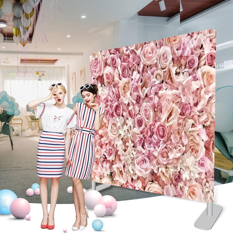 Photo Booth Backdrop Stand with Tension Fabric & Aluminum Tube Stand and Portable Carry Bag, Background Stand Frame for Wedding Brithday Party