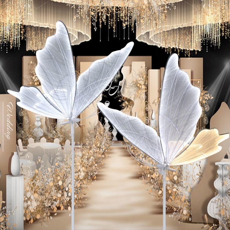 Wedding Butterfly Decoration Floor Lamp, 2PCS Butterfly Lamp Ceiling Decoration Props for Wedding Party Birthday Rental Business