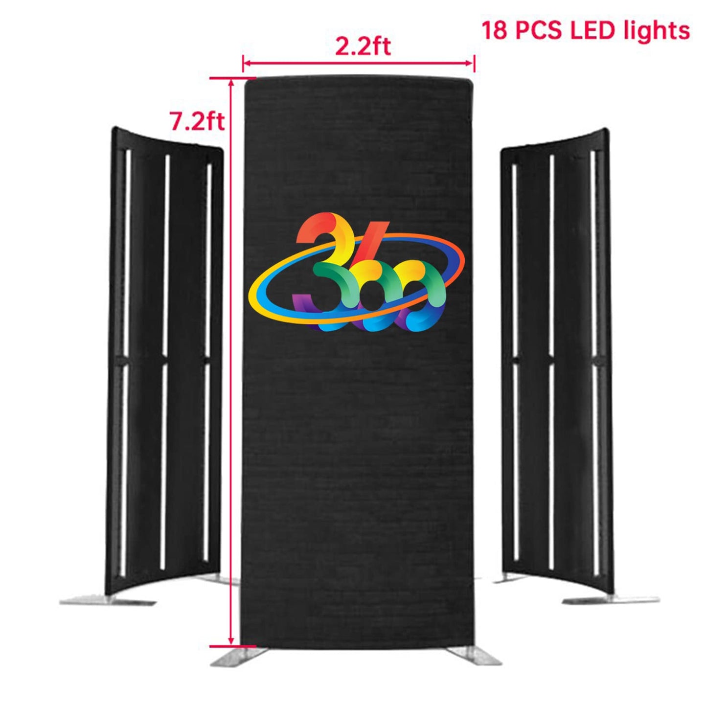 Photo Booth Backdrop Tents Customized Logo Tension Fabric Movable Backdrops Degree Camera Background Video Photostudio with RGB LED Light