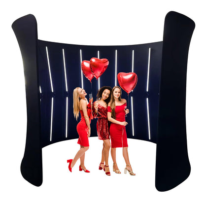 360 Photo Booth Enclosure with RGB LED Light Strip Suitable for Photobooth Machines Take Photos with Customized Logo 360 Photobooth Backdrop for Show /Party/Wedding