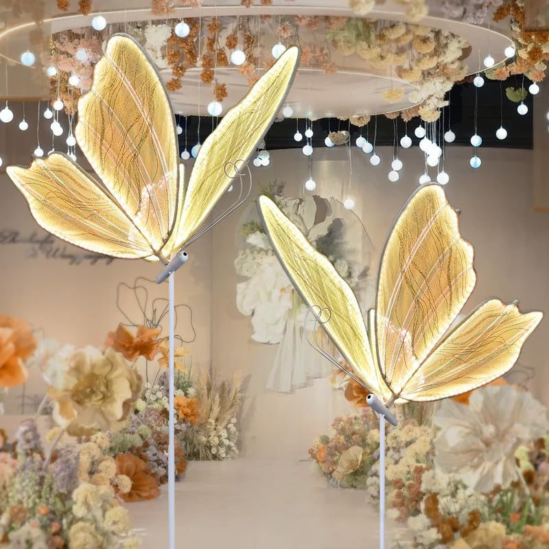 Led Butterfly Lights Wedding Background Decorative Props Luminous Butterfly Road Guide Lighting Butterfly for Party Wedding Event Decoration