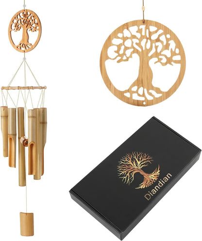 Tree of Life Bamboo Wind Chimes Handmade Wooden Nusic Chimes, Which has Natural Beautiful Sound Apply to Garden,Patio,Home or Outdoor Decor
