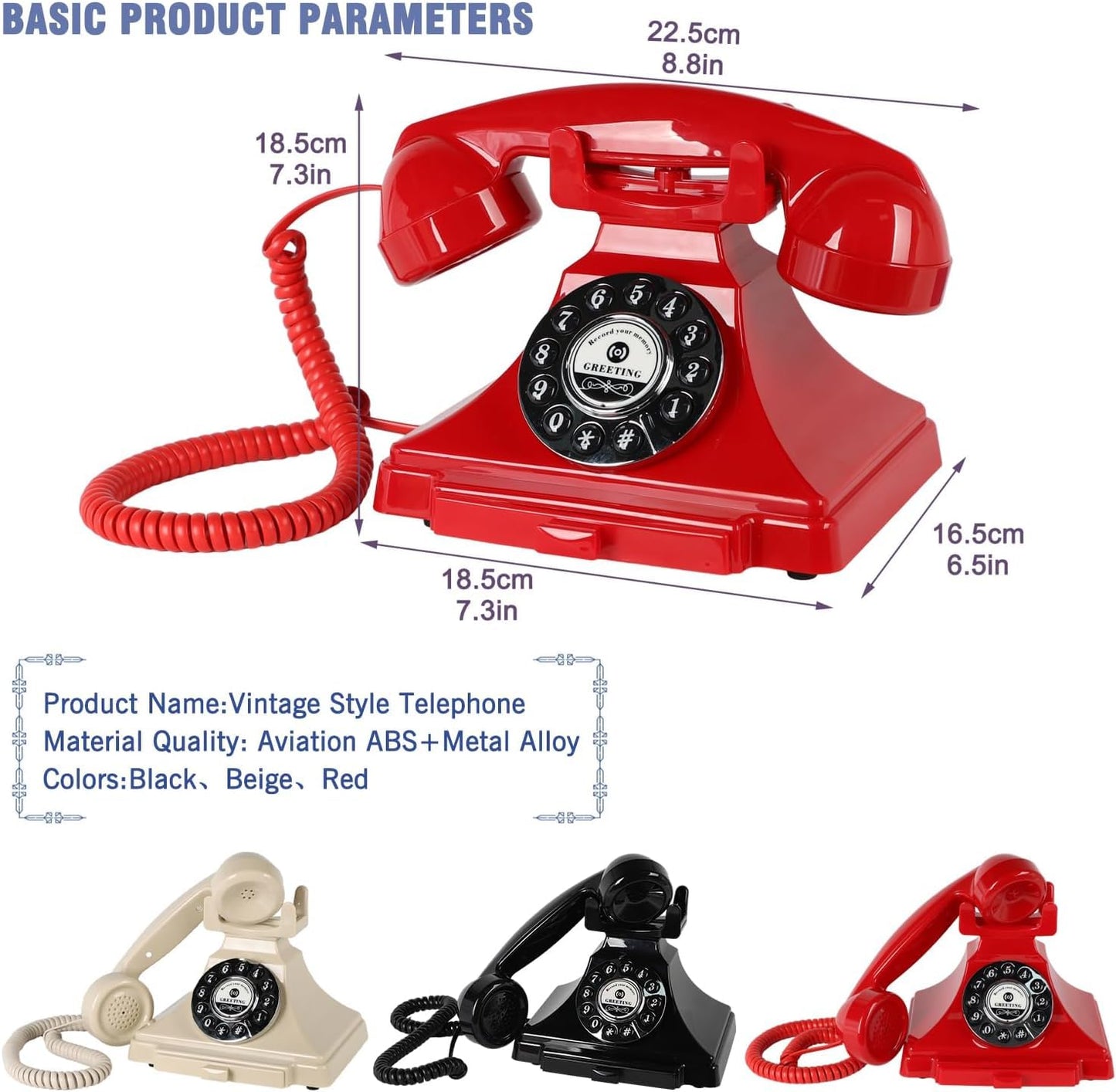 Audio Guest Book Wedding Phone - Classic Style Telephone Guest Book - Record Customized Audio Messages Guest Book with Ease for Weddings, Parties, Birthdays and Special Occasions