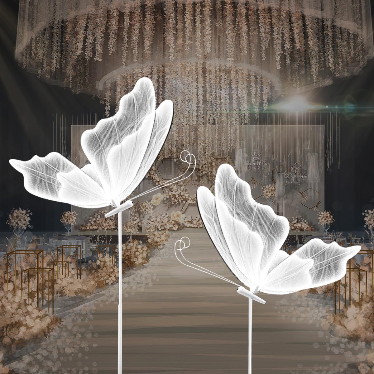 Butterfly Floor Lamp, Creative Butterfly Ceiling Lamp Hanging Led Butterfly Lights for Party Wedding