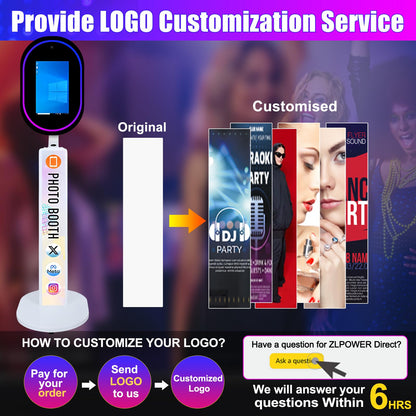 Mirror Photo Booth with Camera APP Software Magic Selfie Station Shell Stand Customized Logo Photobooth Machine Touch Screen with Ring Light and Flight Case for Events Wedding Rental