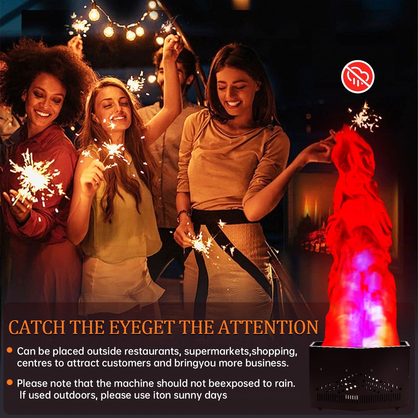 Fake Fire Flame Light with 36 LED Light 5ft Artificial Simulated Flames Lamp Atmosphere Effect for Stage Halloween DJ Party Lighting Nightclub Campfire Party Special Holiday