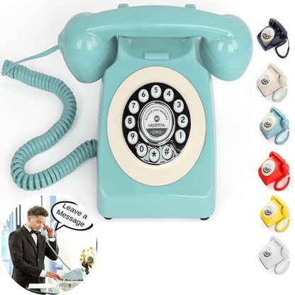 Audio Guest Book Wedding Phone with Rotation Dial Record Customized Audio Message Left with GuestBook Ideas Telephone Retro Audio for Wedding Event Birthday Party Message Voicemail