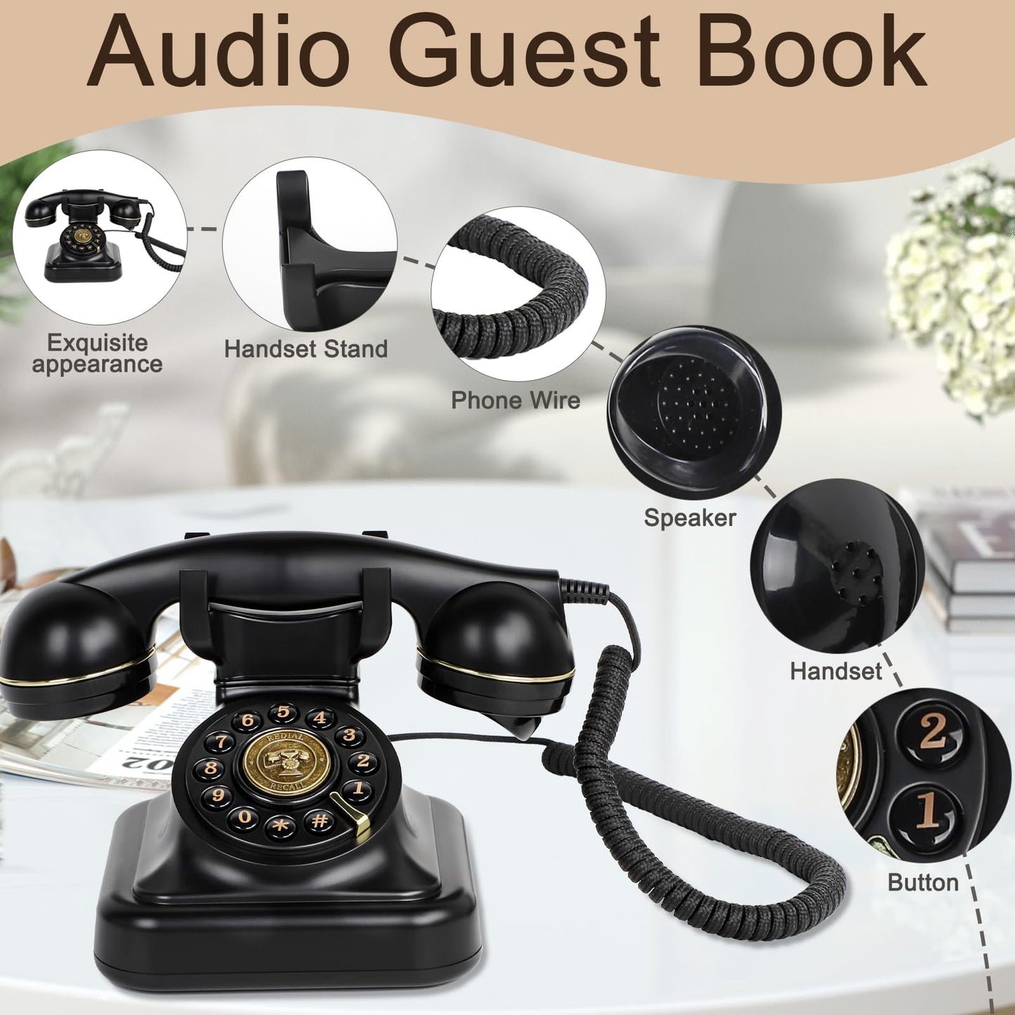 Audio Guest Book for Wedding - Guest Book Telephone Record Customized Voice Message for Your Wedding Party
