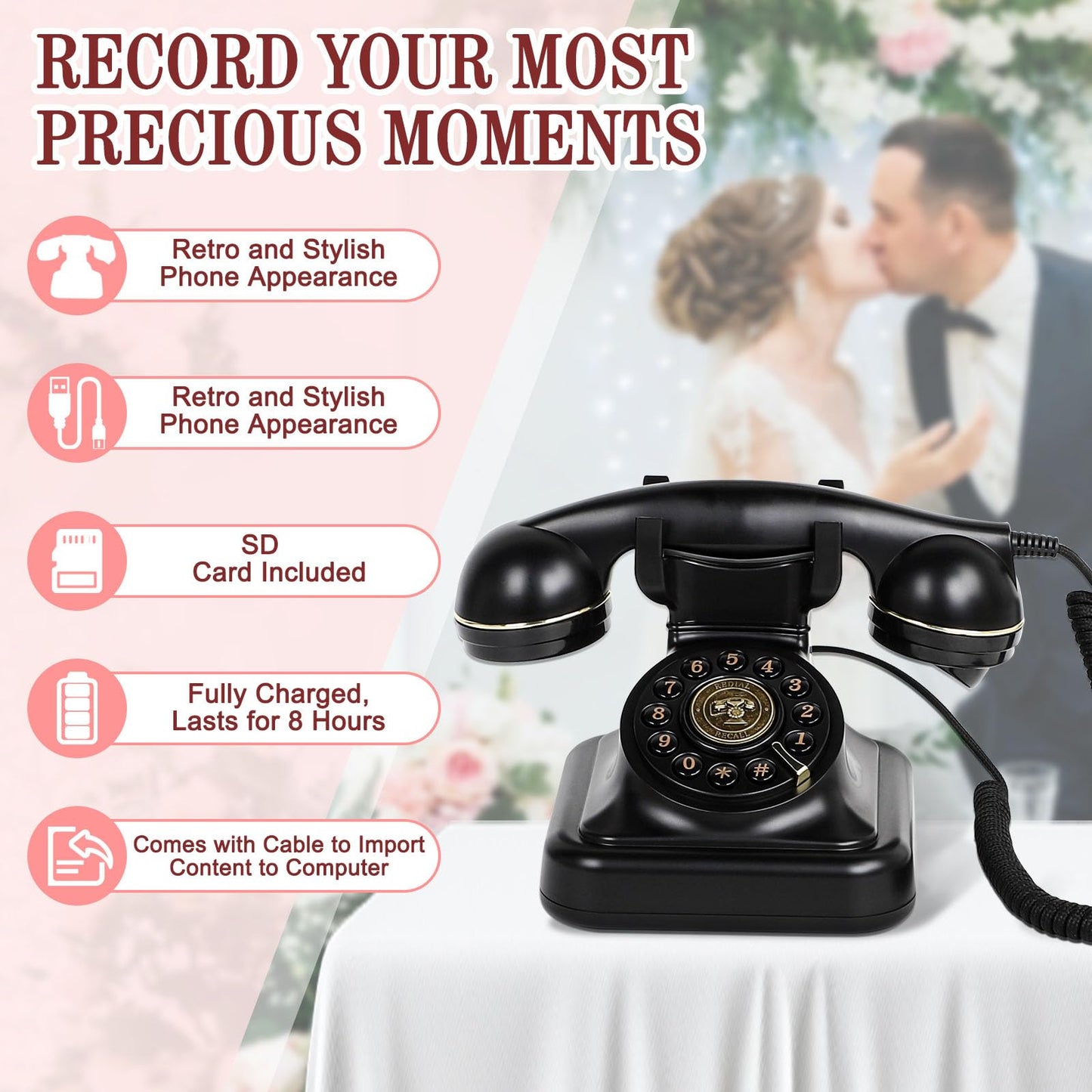 Audio Guest Book Wedding Phone- Record Customized Audio Messages with GuestBook – A Personal and Convenient Way to Preserve Your Special Occasions