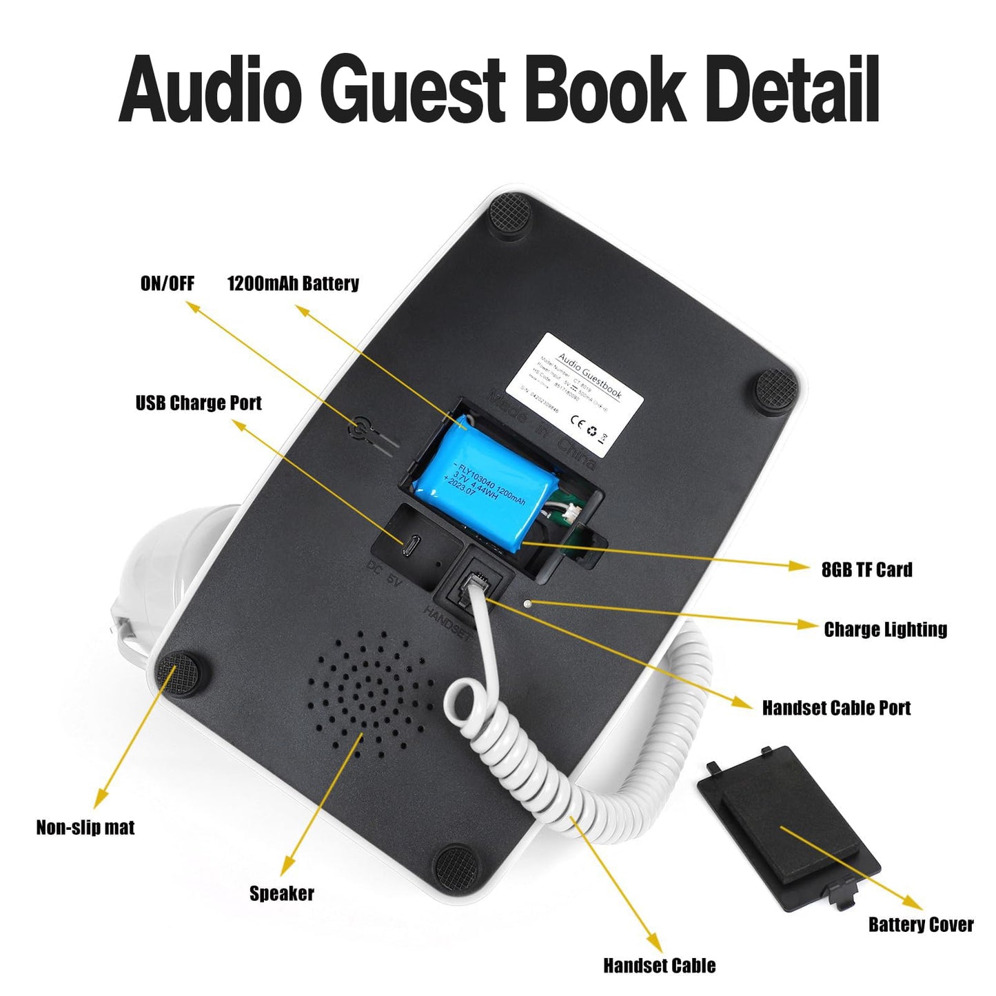 Audio Guest Book Wedding Phone Record Customized Audio Messages Left with Audio Guestbook Confessions Phone Record for Parties Weddings Event Birthdays Rentals (White)