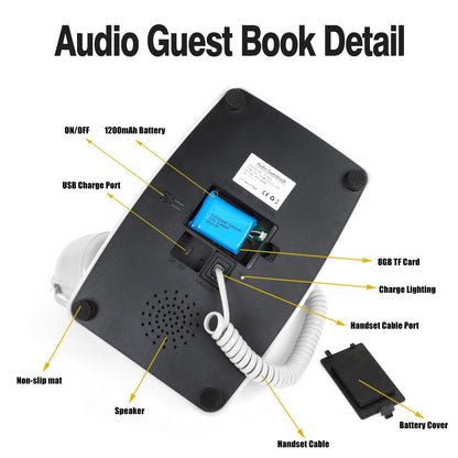 Audio Guest Book Wedding Phone Record Customized Audio Messages Left with Audio Guestbook Confessions Phone Record for Parties Weddings Event Birthdays Rentals (White)