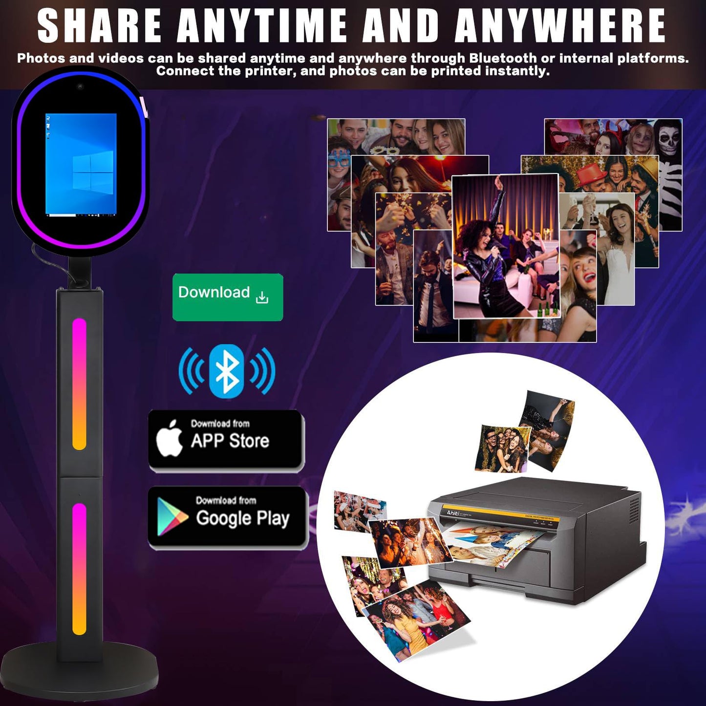 Mirror Photo Booth with Camera and APP Software Magic Selfie Station Shell Stand Photobooth Machine Touch Screen with Ring Light and Trolley Flight Case for Events Wedding Rental Christmas