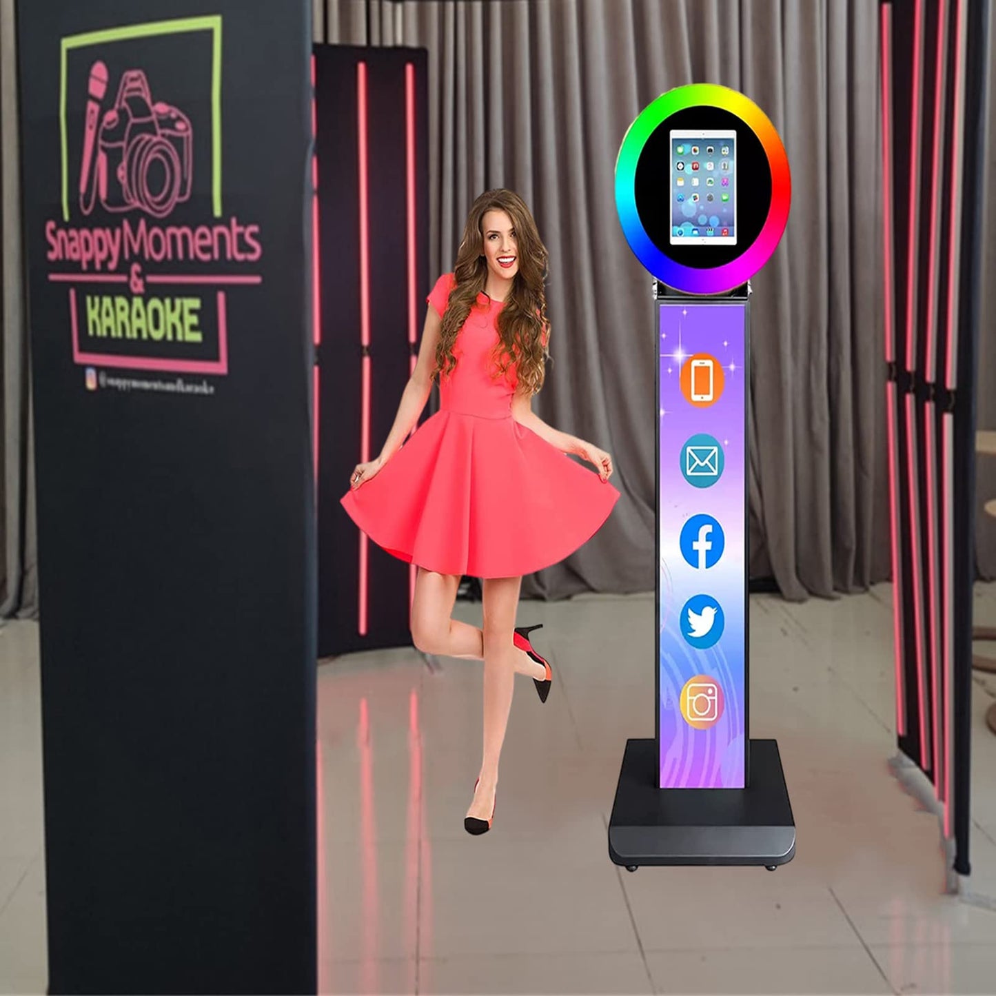 360 Photobooth Backdrop Photo Booth Enclosure Wall Backdrops Customized LOGO Background Stand for Rental Wedding Party