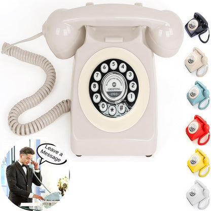 Audio Guest Book Wedding Phone with Rotation Dial Record Customized Audio Message Left with GuestBook Ideas Telephone Retro Audio for Wedding Event Birthday Party Message Voicemail