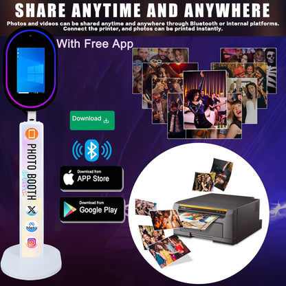 Mirror Photo Booth with Camera APP Software Magic Selfie Station Shell Stand Customized Logo Photobooth Machine Touch Screen with Ring Light and Flight Case for Events Wedding Rental