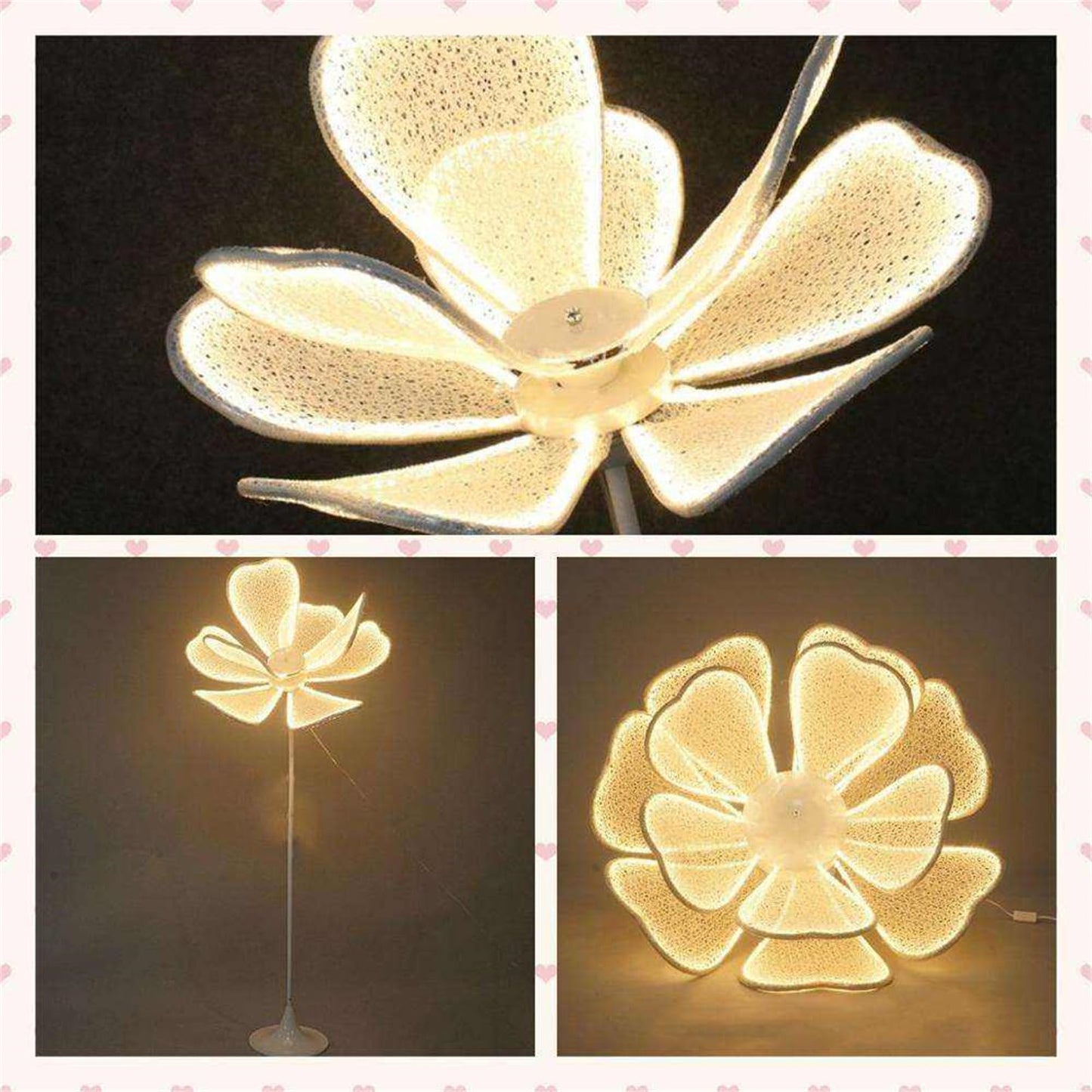 4PCS Glow Peony Flower LED Light Floor Lamp Wedding Decoration Props Guide Wrought Iron Petal Background Screen Welcome Area Guide Road Leading for Wedding Party Decor Rent Event