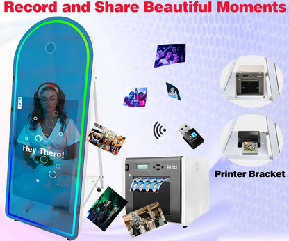 Magic Mirror Photo Booth for Camera, with 32in Touch All-in-one, Selfie Camera Photo Booth Selfie Station, Flight Case,for Parties,Wedding,Exhibition