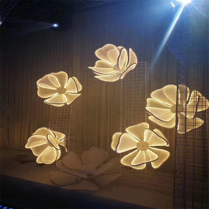 4PCS Glow Peony Flower LED Light Floor Lamp Wedding Decoration Props Guide Wrought Iron Petal Background Screen Welcome Area Guide Road Leading for Wedding Party Decor Rent Event