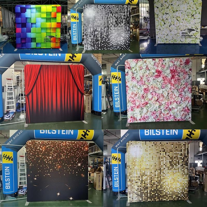 Photo Booth Backdrop Stand with Tension Fabric & Aluminum Tube Stand and Portable Carry Bag, Background Stand Frame for Wedding Brithday Party