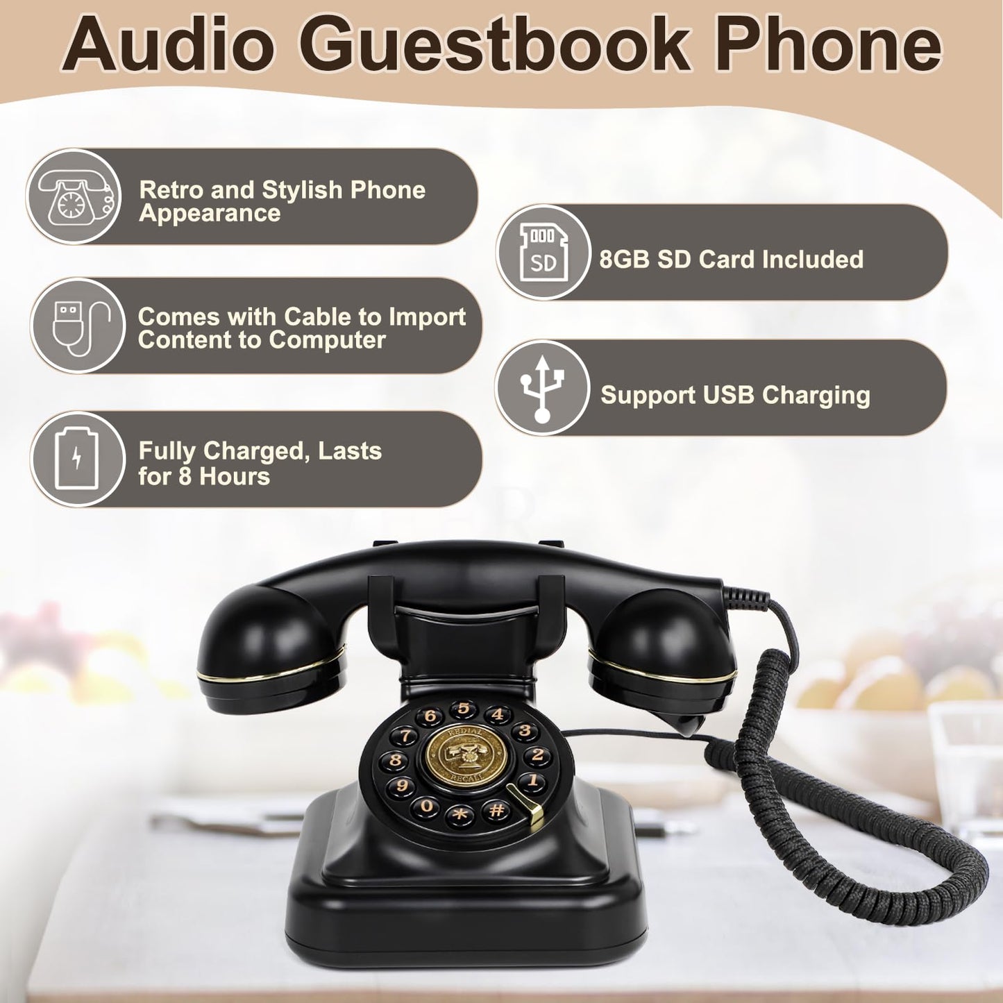 Audio Guest Book for Wedding - Guest Book Telephone Record Customized Voice Message for Your Wedding Party